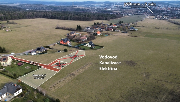 Poslední stavební pozemek 1063 m2 / veškeré inž.sítě u pozemku / v žádané lokalitě Příbram - Orlov